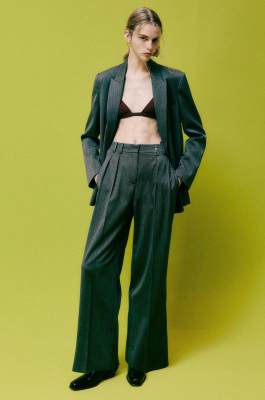 Tailored wide-leg pinstripe trousers, Grey, Patrizia Pepe