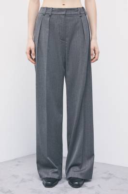 Tailored wide-leg pinstripe trousers, Grey, Patrizia Pepe