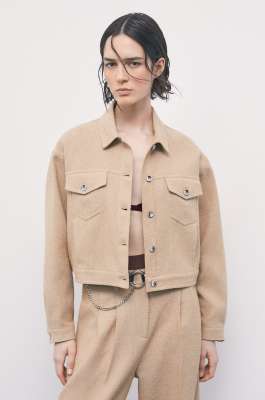Short micro-boucl&eacute; jacket, Beige, Patrizia Pepe
