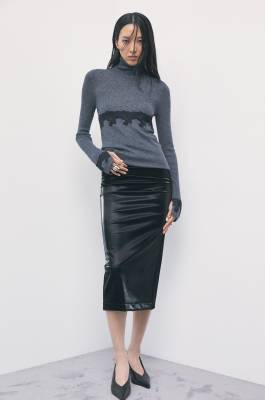 Turtleneck jumper with lace details, Grey, Patrizia Pepe