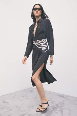 Midi shirt dress in modal, Black, Patrizia Pepe