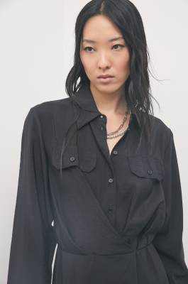 Midi shirt dress in modal, Black, Patrizia Pepe