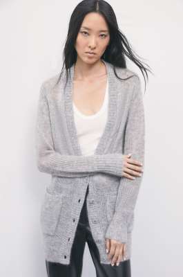 Wool-mohair blend cardigan with pockets, Grey, Patrizia Pepe