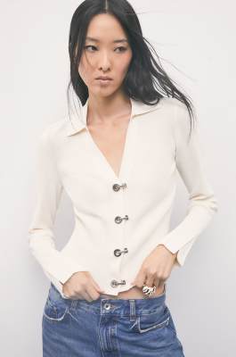 Ribbed viscose-blend cardigan, White, Patrizia Pepe