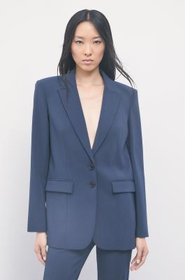 Fluid two-button stretch blazer, Blue, Patrizia Pepe