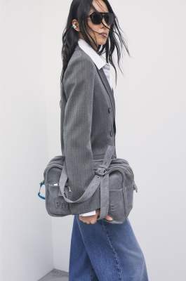 (IM)PERFECTION suede shopping bag, Grey, Patrizia Pepe