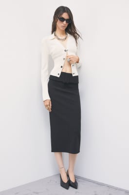 Belted midi skirt, Black, Patrizia Pepe