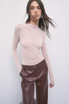 Sheer draped cupro top, Pink, Patrizia Pepe