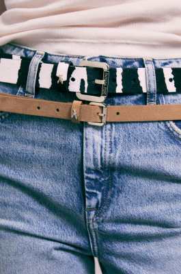 Zebra leather belt, Black/White, Patrizia Pepe