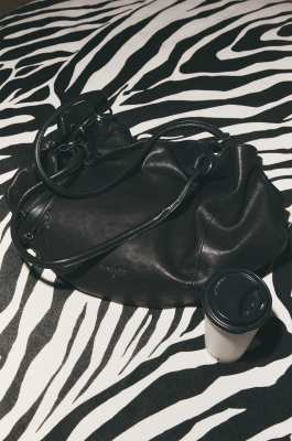 Black Horse leather bucket bag, Black, Patrizia Pepe