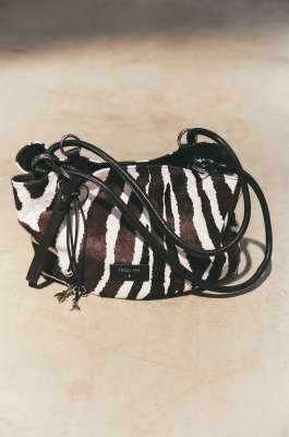 Black Horse zebra print bucket bag, Black/White, Patrizia Pepe