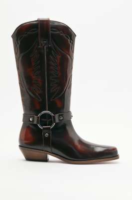 Leather cowboy boots, Brown, Patrizia Pepe
