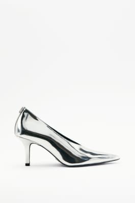 New Minimal Shape laminated pumps, Silver, Patrizia Pepe