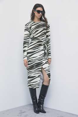 Zebra print wrap midi dress, Abstract Fantasy, Patrizia Pepe