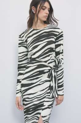 Zebra print wrap midi dress, Abstract Fantasy, Patrizia Pepe