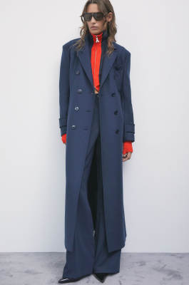 Double-breasted wool-blend coat, Blue, Patrizia Pepe