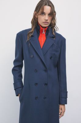 Double-breasted wool-blend coat, Blue, Patrizia Pepe