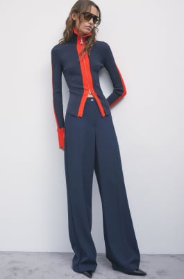 Straight-leg tailored trousers in stretch fabric, Blue, Patrizia Pepe