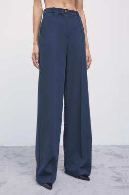 Straight-leg tailored trousers in stretch fabric, Blue, Patrizia Pepe
