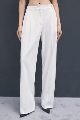 Fluid gabardine trousers, White, Patrizia Pepe