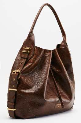Horse Belt Bag in croco-print leather, Brown, Patrizia Pepe