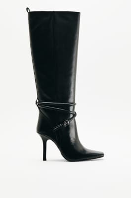 My SKIN knee-high leather boots, Black/Silver, Patrizia Pepe