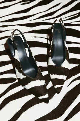 Zebra leather slingbacks, Black/White, Patrizia Pepe