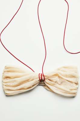 &ldquo;My SKIN Tailoring&rdquo; draped tulle bandeau top, Beige, Patrizia Pepe