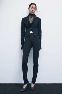 &ldquo;My SKIN Tailoring&rdquo; slim-fit trousers in stretch cr&ecirc;pe, Black, Patrizia Pepe