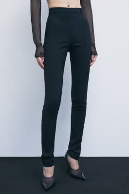 &ldquo;My SKIN Tailoring&rdquo; slim-fit trousers in stretch cr&ecirc;pe, Black, Patrizia Pepe