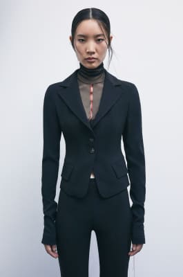 &ldquo;My SKIN Tailoring&rdquo; Icon 501 blazer in stretch cr&ecirc;pe, Black, Patrizia Pepe
