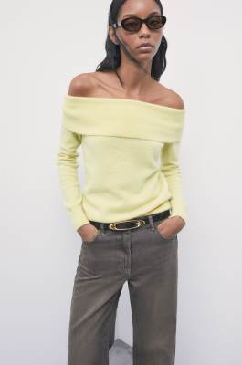 Off-the-shoulder sweater, Yellow, Patrizia Pepe