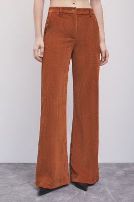 Low-rise fine-corduroy palazzo trousers, Dark orange, Patrizia Pepe