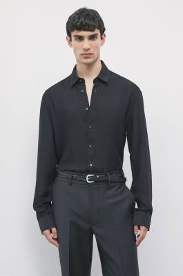 Viscose twill jacquard shirt, Black, Patrizia Pepe