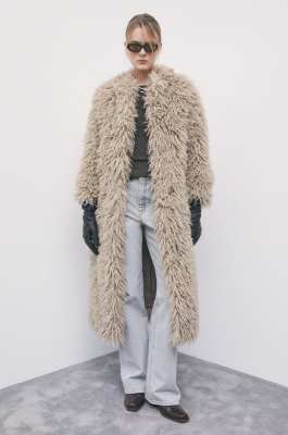 Soft curled coat, Brown, Patrizia Pepe