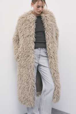 Soft curled coat, Brown, Patrizia Pepe