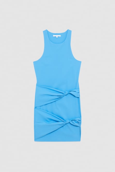 Jersey knot-detail mini dress, Light Blue, Patrizia Pepe