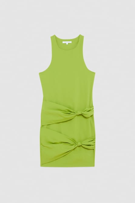 Jersey knot-detail mini dress, Green, Patrizia Pepe