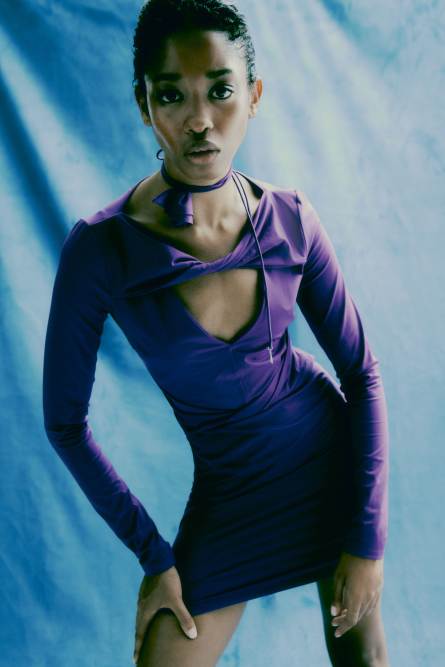 Knot-detail mini dress, Purple, Patrizia Pepe