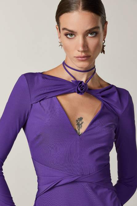 Knot-detail mini dress, Purple, Patrizia Pepe