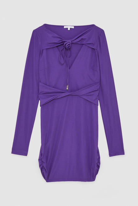 Knot-detail mini dress, Purple, Patrizia Pepe