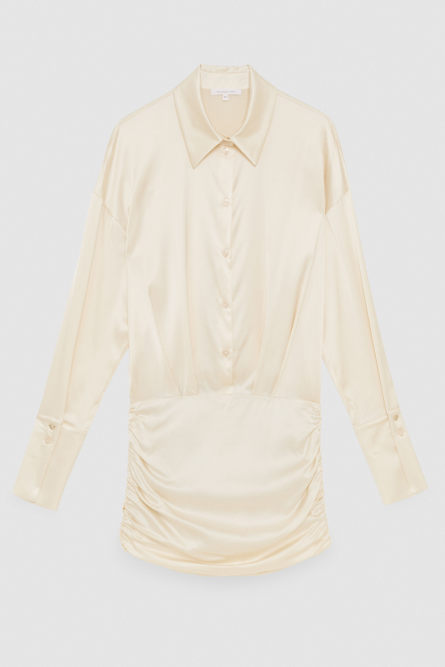 Stretch satin mini dress, Beige, Patrizia Pepe