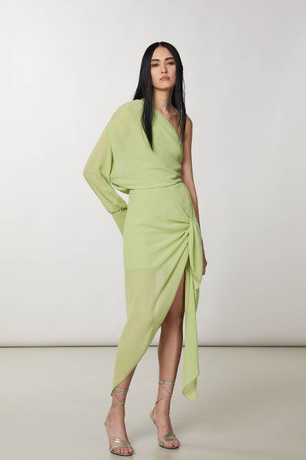 Robe asymétrique, Vert, Patrizia Pepe