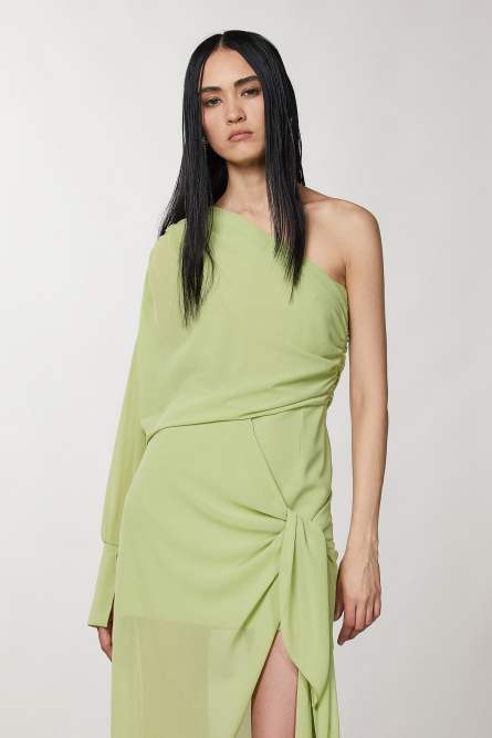 Robe asymétrique, Vert, Patrizia Pepe