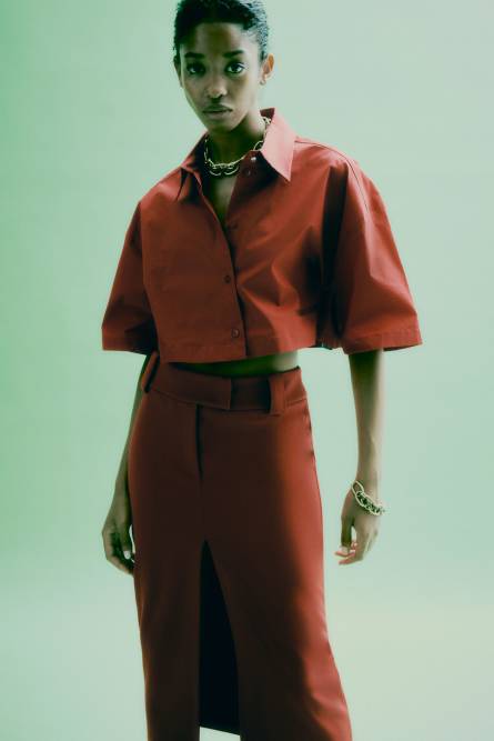 Cropped shirt, Red, Patrizia Pepe
