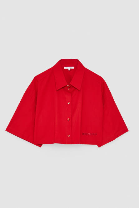 Cropped shirt, Red, Patrizia Pepe