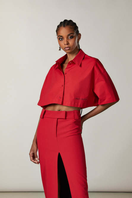Cropped shirt, Red, Patrizia Pepe