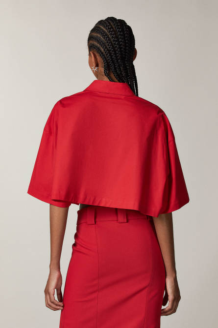 Cropped shirt, Red, Patrizia Pepe