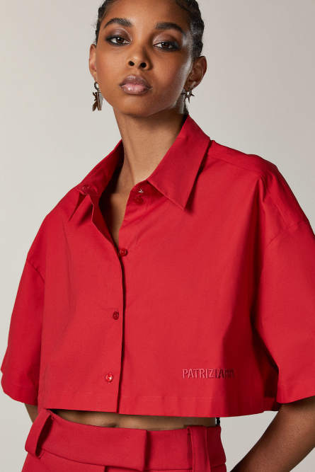 Cropped shirt, Red, Patrizia Pepe