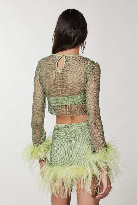 Soft shirt with rhinestones, Green, Patrizia Pepe